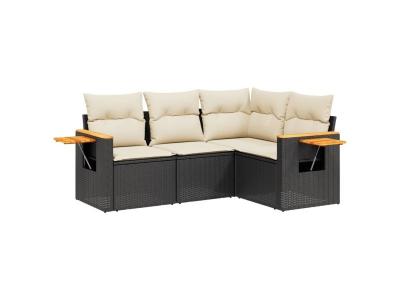 VIDAXL  Salon De Jardin 4 Pcs Avec Coussins Noir R&eacute;sine Tress&eacute;e
