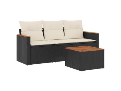 VIDAXL  Salon de jardin 4 pcs avec coussins noir