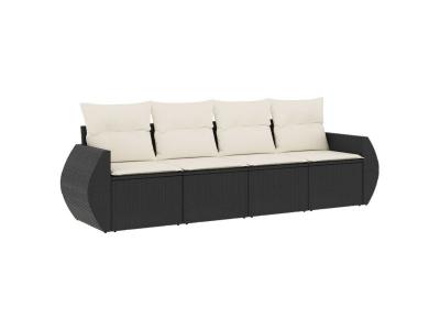 VIDAXL  Salon De Jardin 4 Pcs Avec Coussins Noir R&eacute;sine Tress&eacute;e