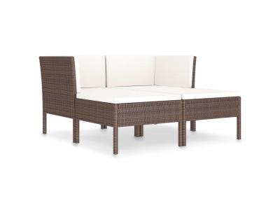 VIDAXL Salon de jardin 4 pcs avec coussins r&eacute;sine tress&eacute;e marron