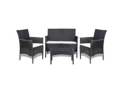 VIDAXL Salon d&eacute;tente 4 pi&egrave;ces avec coussins - Noir - 105 x 58 x 84 cm