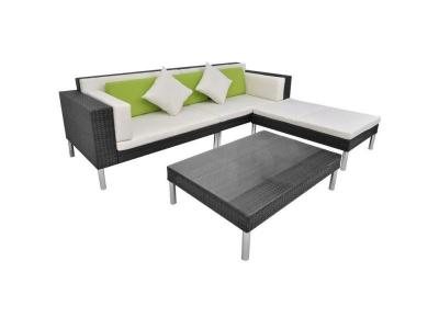 VIDAXL  salon de jardin 4 pcs avec coussins r&eacute;sine tress&eacute;e noir 42944