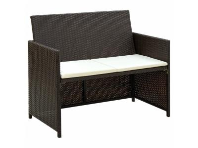 VIDAXL  salon de jardin 4 pcs avec coussins r&eacute;sine tress&eacute;e marron 43908