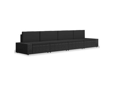 VIDAXL  salon de jardin 4 pcs r&eacute;sine tress&eacute;e noir 3054581