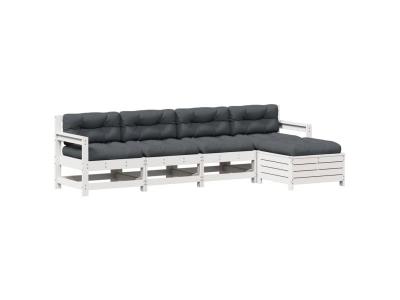  Salon de jardin modulable VIDAXL Bois massif blanc 5 pieces 5 personnes 