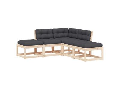 VIDAXL  Salon De Jardin 5 Pcs Avec Coussins Bois De Pin Massif
