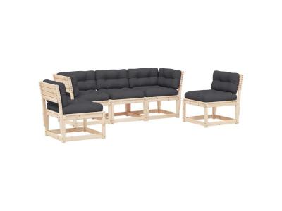 VIDAXL  Salon de Jardin 5 Pcs avec Coussins - Bois de Pin Massif