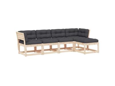 VIDAXL Salon de Jardin avec Coussins 5 pcs, Si&egrave;ges de Patio, Ensemble de Meubles, Mobilier de Terrasse Arri&egrave;re-cour 3217005