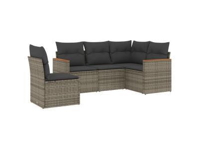 VIDAXL  Salon De Jardin 5 Pcs Avec Coussins Gris R&eacute;sine Tress&eacute;e