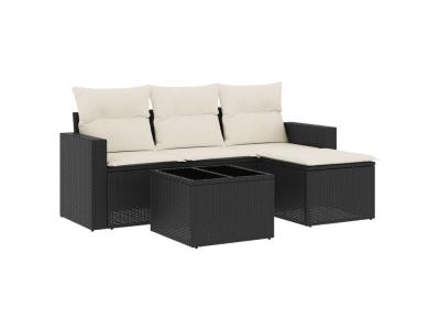 VIDAXL  Salon De Jardin 5 Pcs Avec Coussins Noir R&eacute;sine Tress&eacute;e