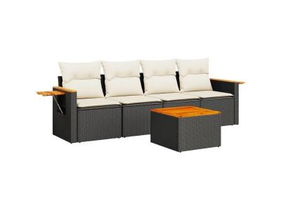 VIDAXL  Salon De Jardin 5 Pcs Avec Coussins Noir R&eacute;sine Tress&eacute;e