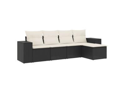 VIDAXL  Salon De Jardin 5 Pcs Avec Coussins Noir R&eacute;sine Tress&eacute;e