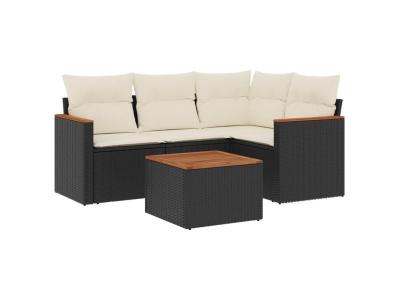 VIDAXL Salon de jardin 5 pcs avec coussins noir resine tressee