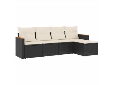 VIDAXL  Salon De Jardin 5 Pcs Avec Coussins Noir R&eacute;sine Tress&eacute;e