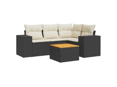 VIDAXL  Salon De Jardin 5 Pcs Avec Coussins Noir R&eacute;sine Tress&eacute;e