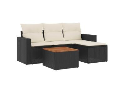 VIDAXL  - Salon de jardin 5 pcs avec coussins noir r&eacute;sine tress&eacute;e
