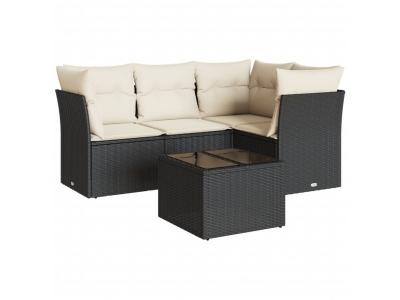 VIDAXL  Salon De Jardin 5 Pcs Avec Coussins Noir R&eacute;sine Tress&eacute;e