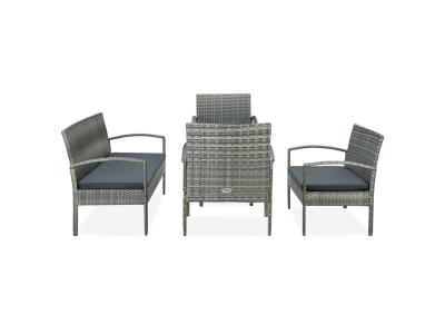  Salon de jardin Vidaxl resine tressee gris 6 pieces 5 personnes 