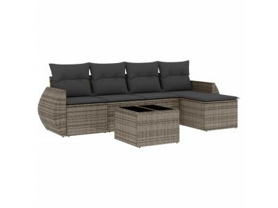 VIDAXL  Salon De Jardin 6 Pcs Avec Coussins Gris R&eacute;sine Tress&eacute;e