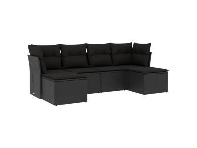 VIDAXL 6 pieces  resine tressee noir salon de jardin modulable 6 personnes 