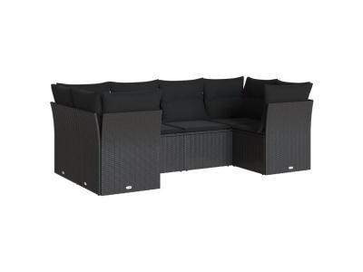  Salon de jardin vidaXL 6 pcs avec coussins noir tress&eacute;e 