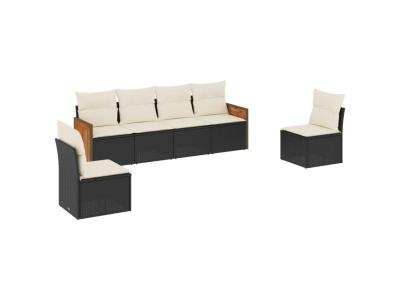 VIDAXL  Salon De Jardin 6 Pcs Avec Coussins Noir R&eacute;sine Tress&eacute;e