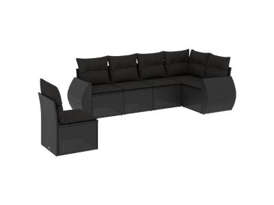 VIDAXL  Salon De Jardin 6 Pcs Avec Coussins Noir R&eacute;sine Tress&eacute;e