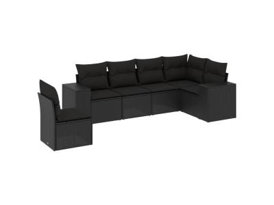 VIDAXL  Salon De Jardin 6 Pcs Avec Coussins Noir R&eacute;sine Tress&eacute;e