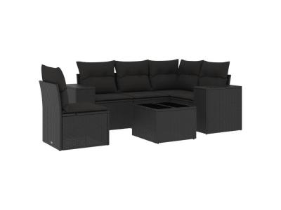 VIDAXL  Salon De Jardin 6 Pcs Avec Coussins Noir R&eacute;sine Tress&eacute;e