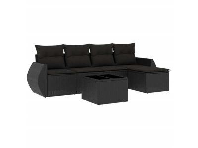 VIDAXL  Salon de jardin noir r&eacute;sine tress&eacute;e