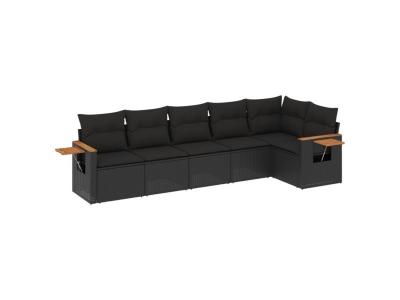 VIDAXL  Salon De Jardin 6 Pcs Avec Coussins Noir R&eacute;sine Tress&eacute;e
