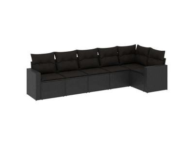 VIDAXL  Salon De Jardin 6 Pcs Avec Coussins Noir R&eacute;sine Tress&eacute;e