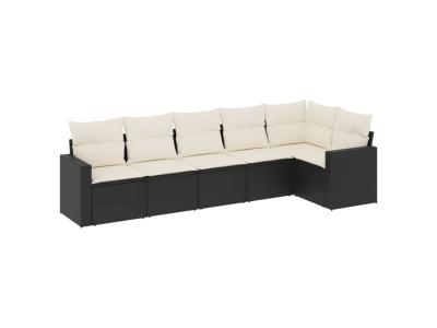 VIDAXL  Salon De Jardin 6 Pcs Avec Coussins Noir R&eacute;sine Tress&eacute;e