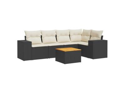 VIDAXL  Salon De Jardin 6 Pcs Avec Coussins Noir R&eacute;sine Tress&eacute;e