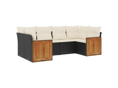 VIDAXL  Salon De Jardin 6 Pcs Avec Coussins Noir R&eacute;sine Tress&eacute;e