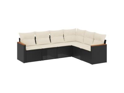 VIDAXL  Salon De Jardin 6 Pcs Avec Coussins Noir R&eacute;sine Tress&eacute;e