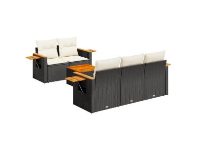 VIDAXL  Salon De Jardin 6 Pcs Avec Coussins Noir R&eacute;sine Tress&eacute;e