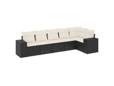 VIDAXL  Salon De Jardin 6 Pcs Avec Coussins Noir R&eacute;sine Tress&eacute;e