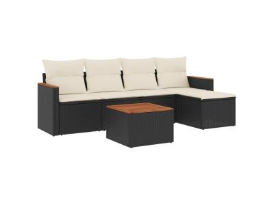 VIDAXL  Salon De Jardin 6 Pcs Avec Coussins Noir R&eacute;sine Tress&eacute;e