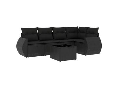 VIDAXL  Salon de jardin 6 pcs - Noir
