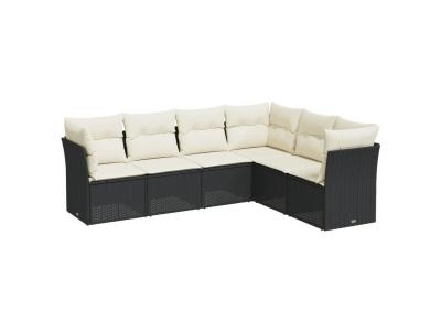 VIDAXL  Salon De Jardin 6 Pcs Avec Coussins Noir R&eacute;sine Tress&eacute;e