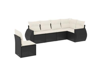 VIDAXL  Salon De Jardin 6 Pcs Avec Coussins Noir R&eacute;sine Tress&eacute;e