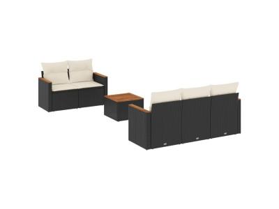 VIDAXL  Salon De Jardin 6 Pcs Avec Coussins Noir R&eacute;sine Tress&eacute;e