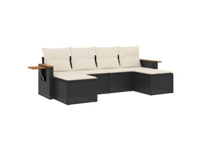 VIDAXL  Salon De Jardin 6 Pcs Avec Coussins Noir R&eacute;sine Tress&eacute;e