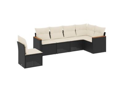 VIDAXL  Salon De Jardin 6 Pcs Avec Coussins Noir R&eacute;sine Tress&eacute;e