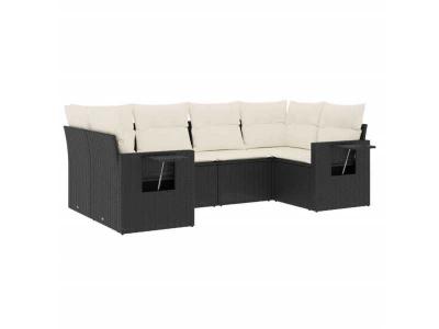 VIDAXL  Salon De Jardin 6 Pcs Avec Coussins Noir R&eacute;sine Tress&eacute;e