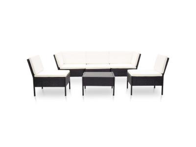 VIDAXL  salon de jardin 6 pcs avec coussins r&eacute;sine tress&eacute;e noir 48948