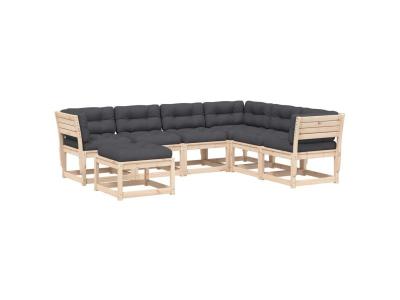 VIDAXL  Salon De Jardin 7 Pcs Avec Coussins Bois De Pin Massif