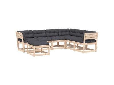 VIDAXL Salon de Jardin avec Coussins 7 pcs, Si&egrave;ges de Patio, Ensemble de Meubles, Mobilier de Terrasse Arri&egrave;re-cour 3216935