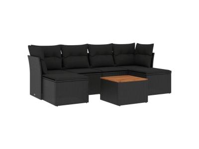 VIDAXL  Salon de jardin 7 pcs - Noir R&eacute;sine Tress&eacute;e